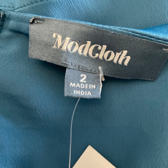 Modcloth Blue Fit Flare Sleeveless Midi Dress wedding party V neck sleeve retro - Picture 9 of 14